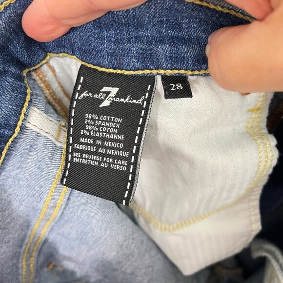 7 For All Mankind Size 28 Blue Distressed Raw Hem Ankle Jeans - Picture 8 of 11